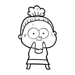 cartoon happy old woman