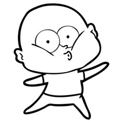 Obraz premium cartoon bald man staring