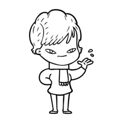 cartoon happy woman