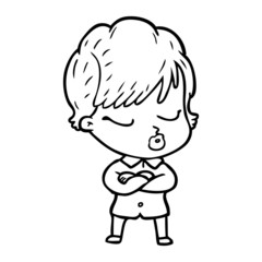 cartoon woman with eyes shut