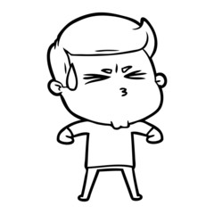 cartoon man sweating