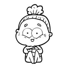 cartoon happy old woman