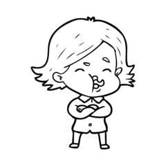 cartoon girl pulling face