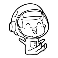 happy cartoon astronaut