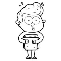 cartoon man with book
