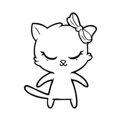 cute cartoon cat with bow