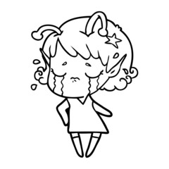cartoon crying alien girl
