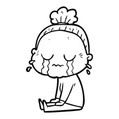 cartoon crying old lady