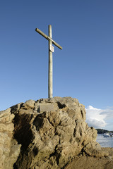 Fototapeta na wymiar croix de Saint Servan sur le rocher