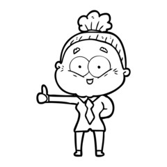 cartoon happy old woman