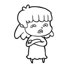 cartoon worried woman