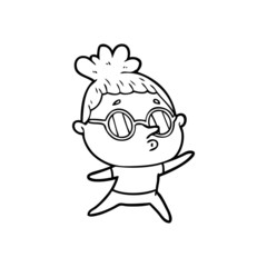 cartoon woman wearing glasses