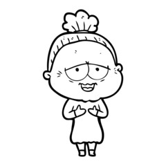 cartoon happy old lady