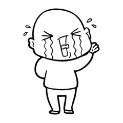 cartoon crying bald man