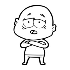 cartoon tired bald man