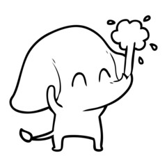 cute cartoon elephant spouting water