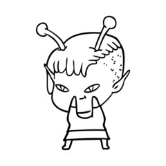 cute cartoon alien girl