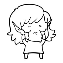 cartoon crying elf girl