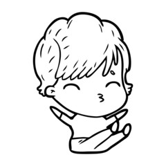 cartoon woman thinking