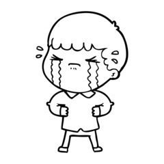 Obraz premium cartoon man crying