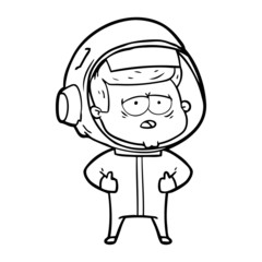 cartoon tired astronaut