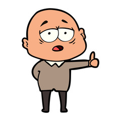 cartoon tired bald man