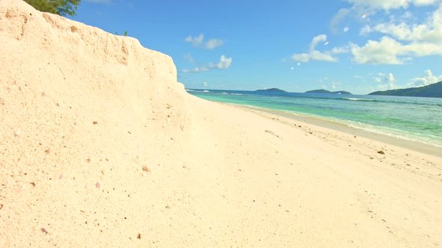 Dolly shot: Anse fourmis, La Digue Island, Seychelles