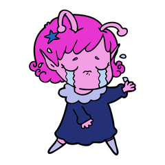 cartoon crying alien girl