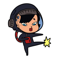 cartoon astronaut woman