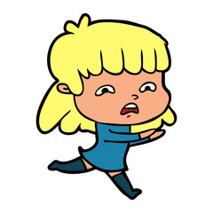 cartoon worried woman