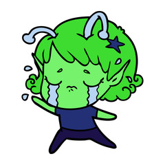 cartoon crying alien girl