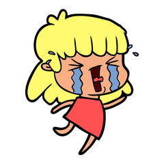 cartoon woman in tears