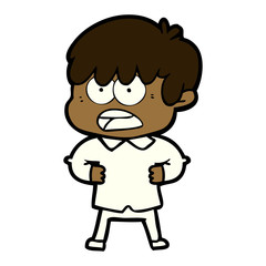 worried cartoon boy