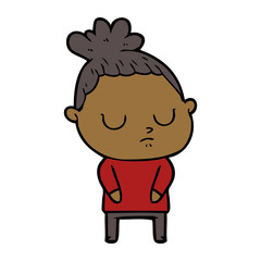 cartoon calm woman