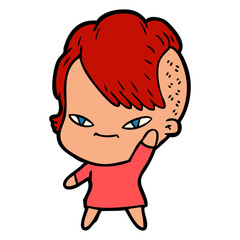 cute cartoon girl with hipster haircut