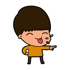 Obraz premium cartoon boy sticking out tongue