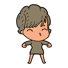 cartoon woman thinking