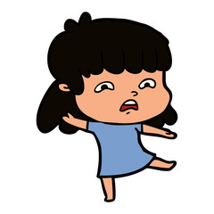 cartoon worried woman