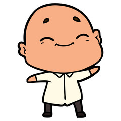 happy cartoon bald man