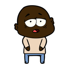 cartoon tired bald man