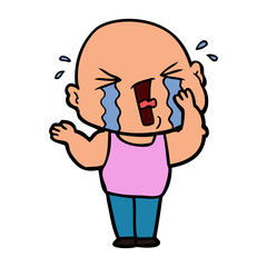 Fototapeta premium cartoon crying bald man