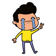 Obraz premium cartoon man crying