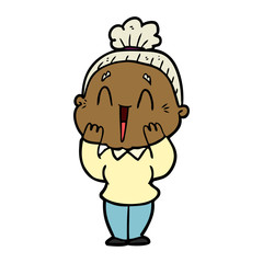 cartoon happy old lady