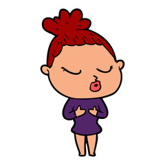 cartoon calm woman