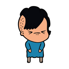 cartoon annoyed hipster girl