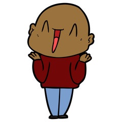 happy cartoon bald man