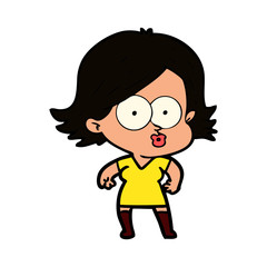 cartoon girl pouting