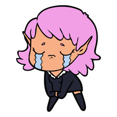 cartoon crying elf girl