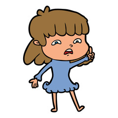 cartoon worried woman