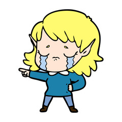 cartoon crying elf girl